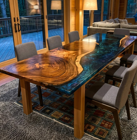 50% Deposit Payment - Custom 42" × 72" Black Walnut Epoxy Table