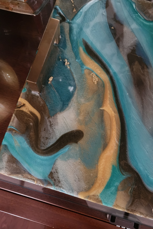 Custom Black Wood Resin Color Sample – Teal/Green Tone