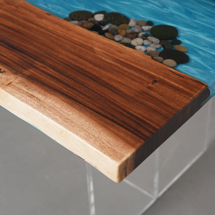 Handcrafted walnut epoxy river table alpine luxury design