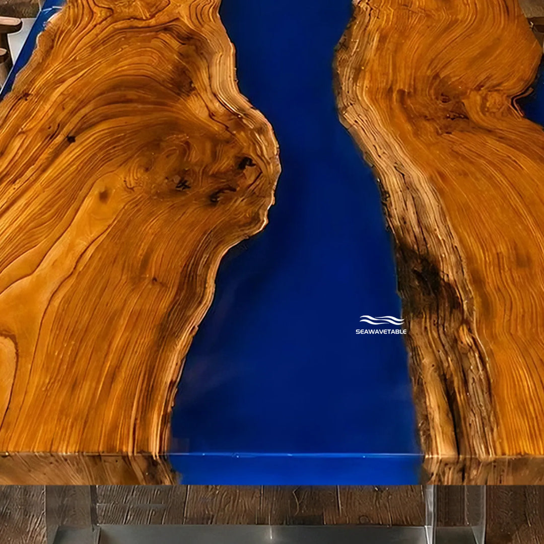 Luxury modern epoxy dining table inspired by Beverly Hills interiors