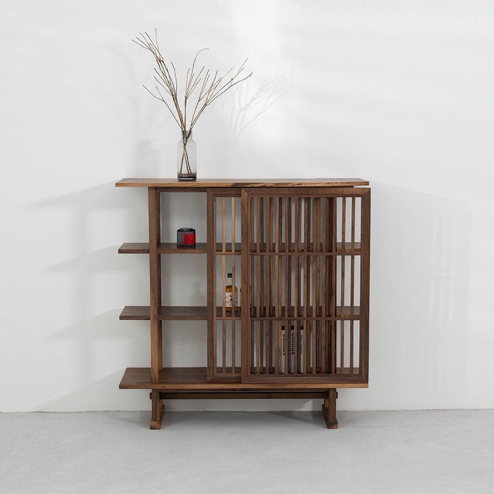 SEAWAVETABLE Display Cabinet in Black Walnut 120-39-120 CM