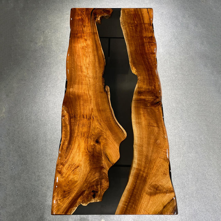 modern rustic epoxy dining table made of black walnut wood