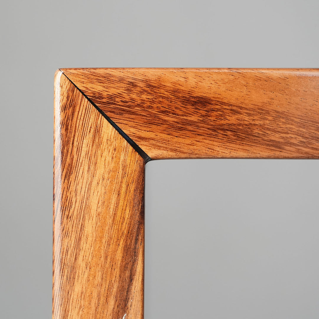 Sustainable walnut wood and eco-friendly blue epoxy resin waterfall bench.