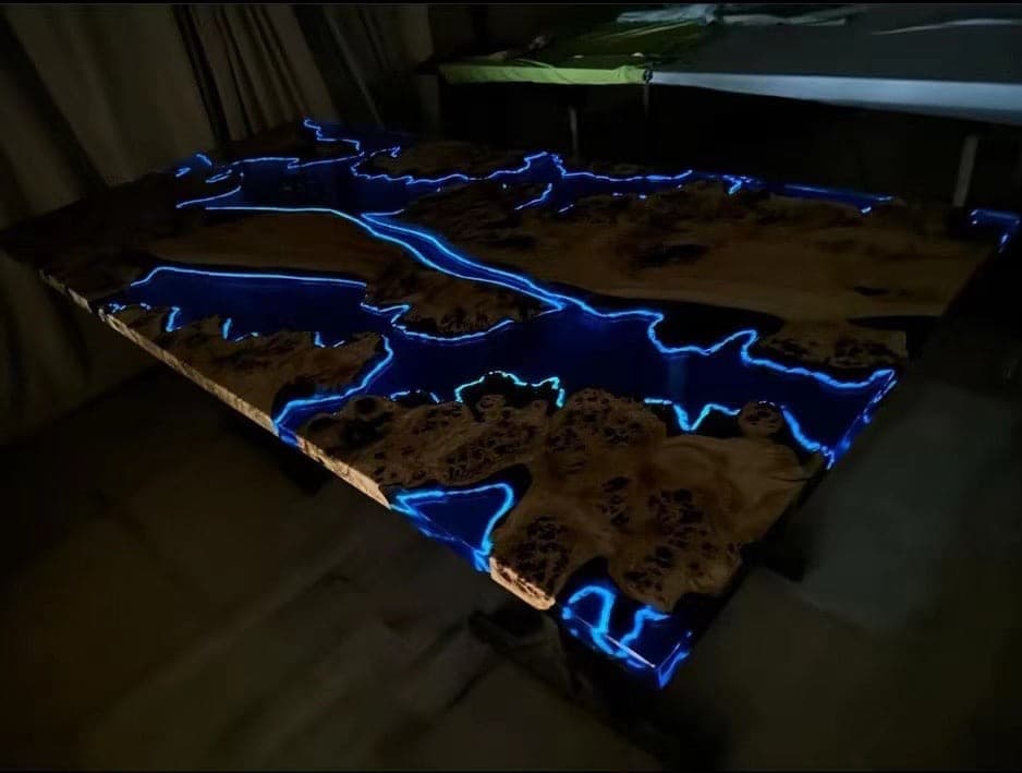 Custm Glow Epoxy Resin Table With Lights CRT-093 – SEAWAVETABLE