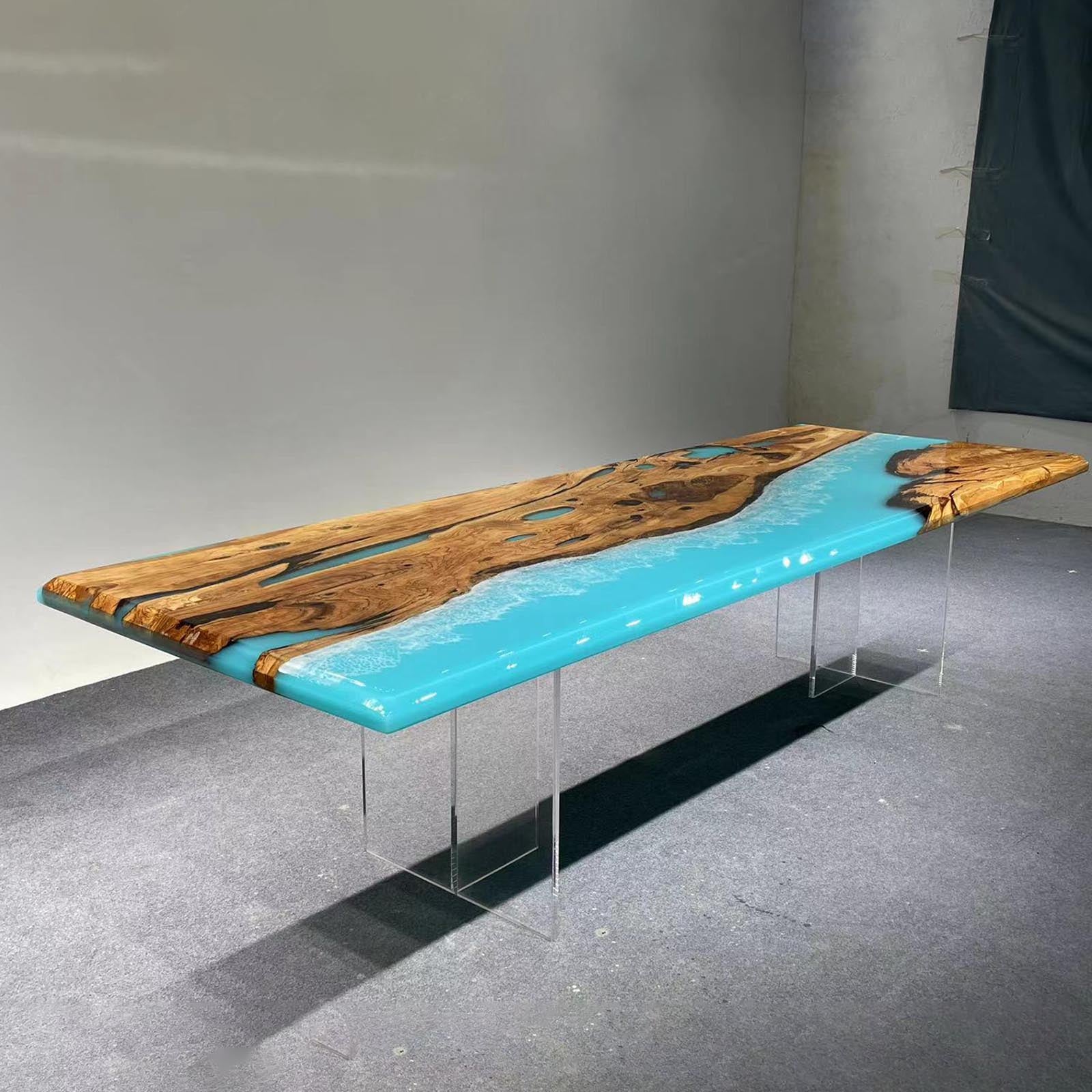 Resin curing stage for CRT-082 table, forming high-gloss Ocean Serenity finish