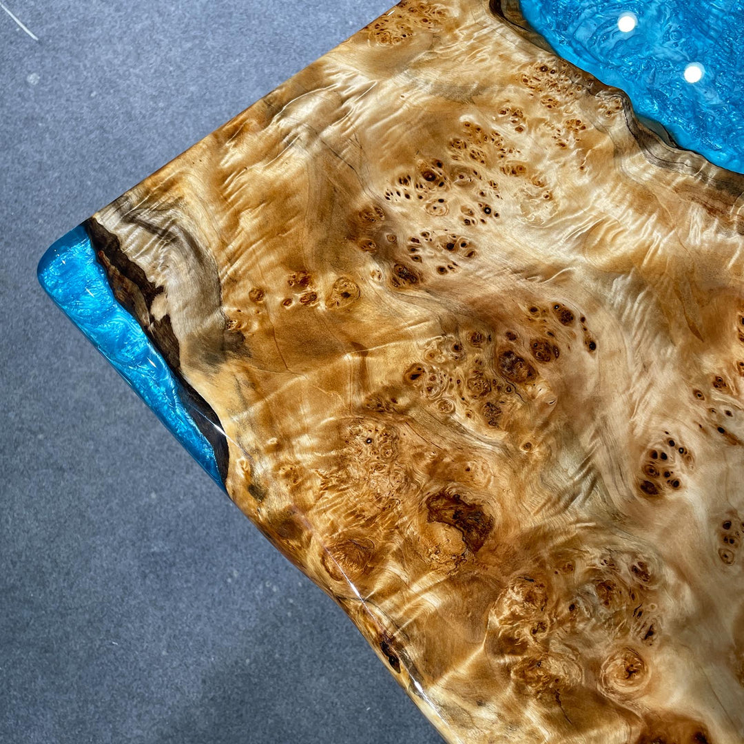 Premium handcrafted epoxy river dining table in California coastal style