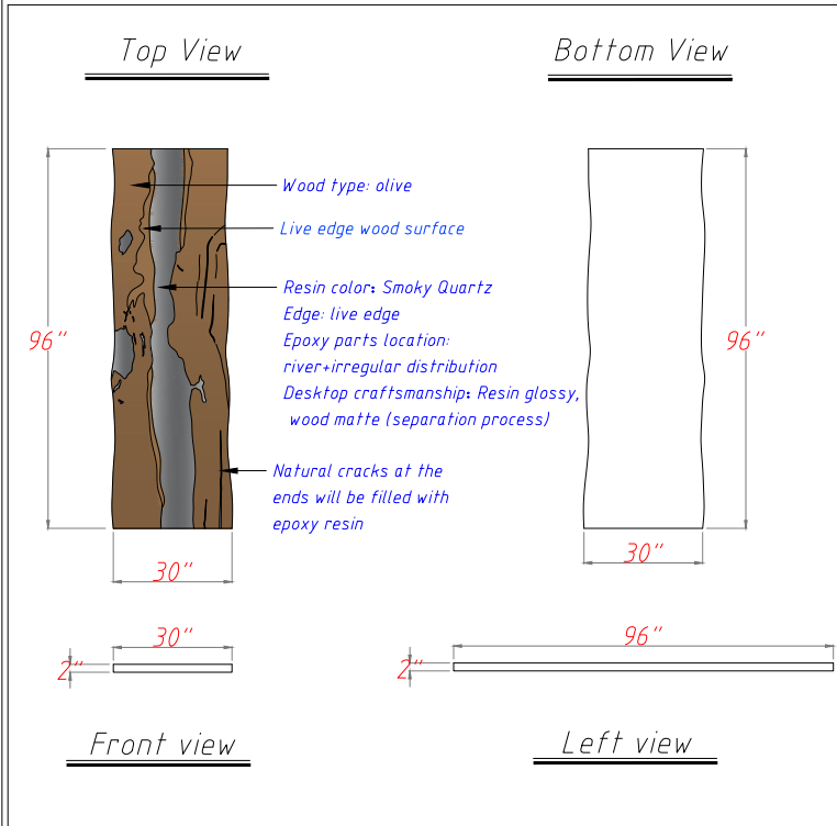 Luxury custom epoxy dining table with olive wood slabs