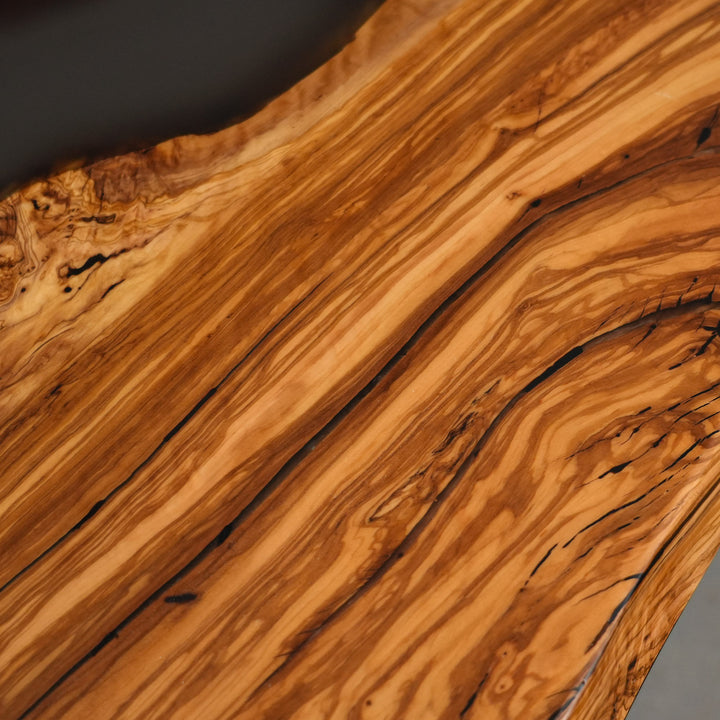 High-end olive wood epoxy table in modern interior style