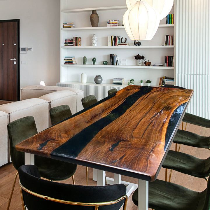 black epoxy dining table