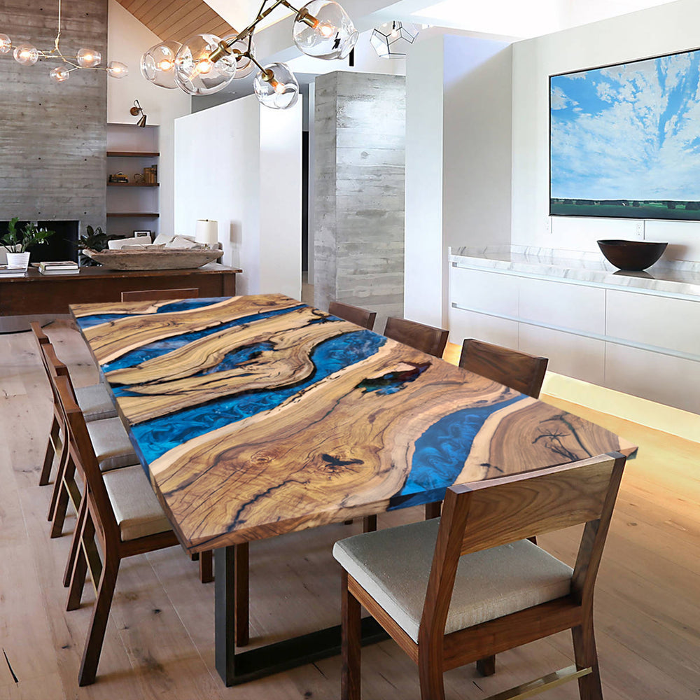 Black walnut table,epoxy table,dining table,resin table,River table,kitchen table,epoxy table top,epoxy counter top,Blue epoxy table