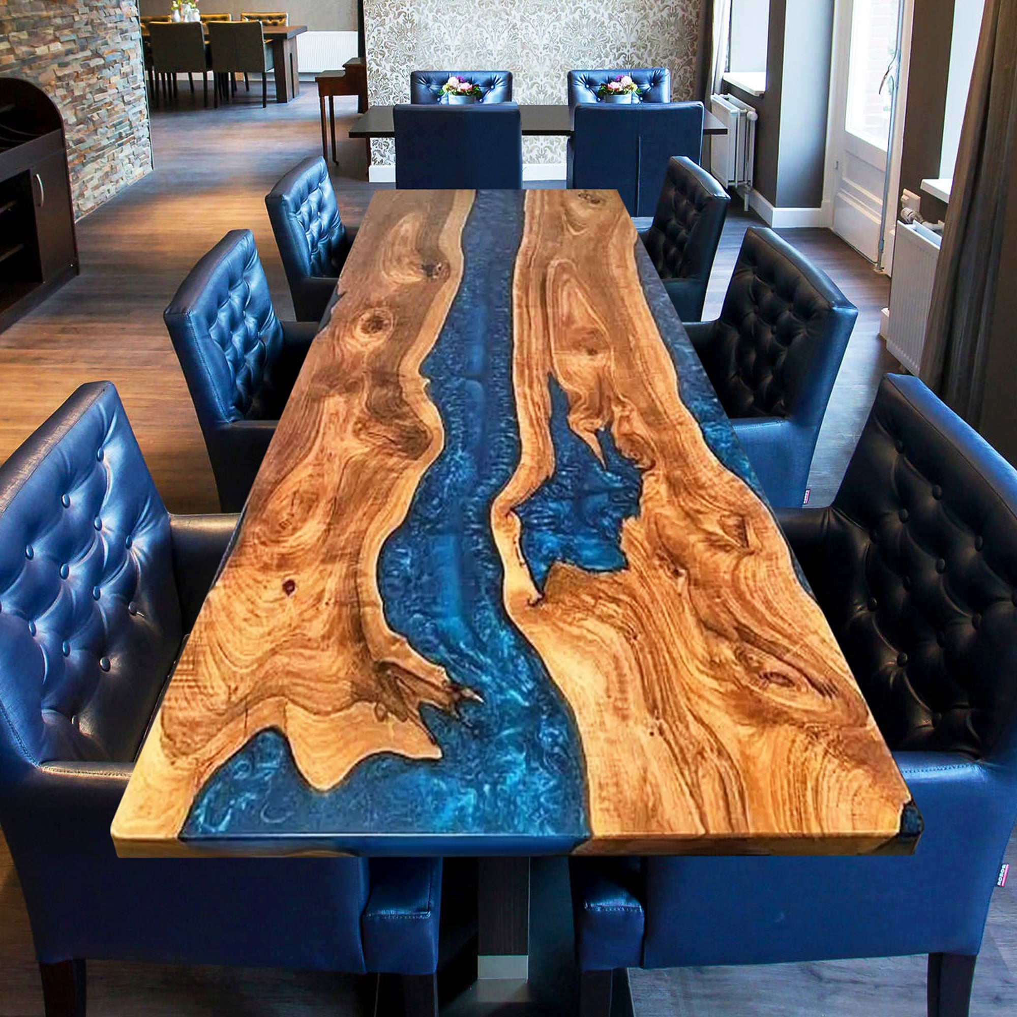 Handcrafted epoxy table sold top