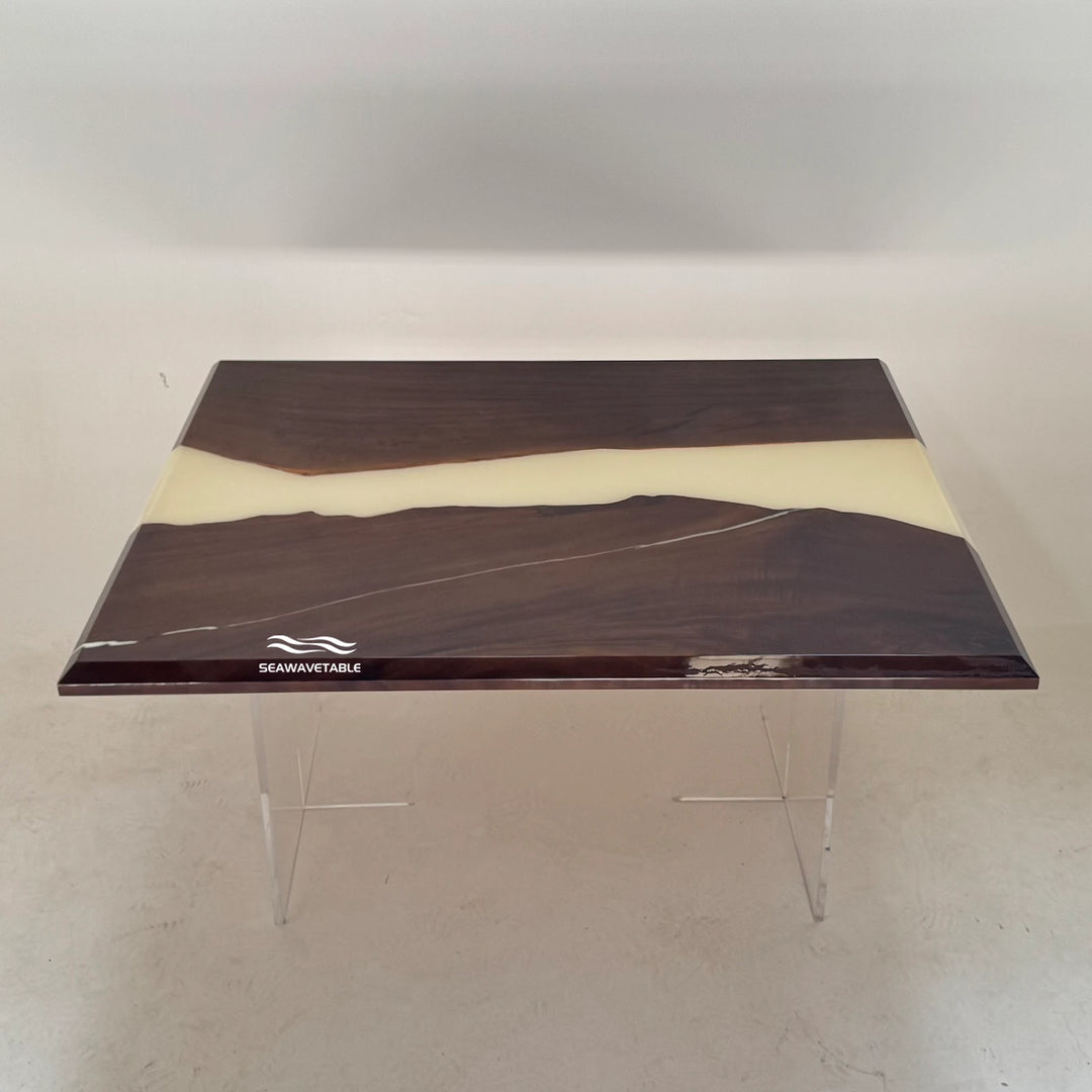 Custom Black Walnut Epoxy Office Desk displayed in a modern executive workspace with a polished resin finish, highlighting a luxury wood for office desk and handcrafted custom desk design - SeaWaveTable