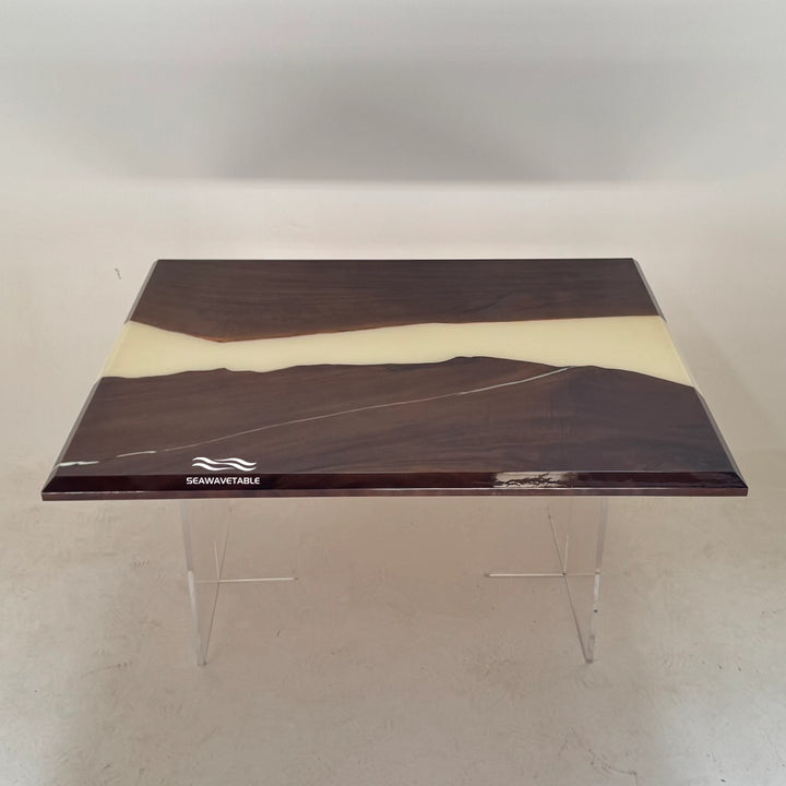 Custom Black Walnut Epoxy Office Desk displayed in a modern executive workspace with a polished resin finish, highlighting a luxury wood for office desk and handcrafted custom desk design - SeaWaveTable
