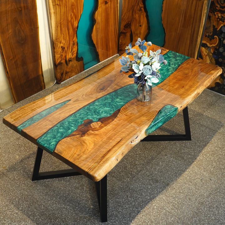 Custom Black Walnut Epoxy River Dining Table CRT-109