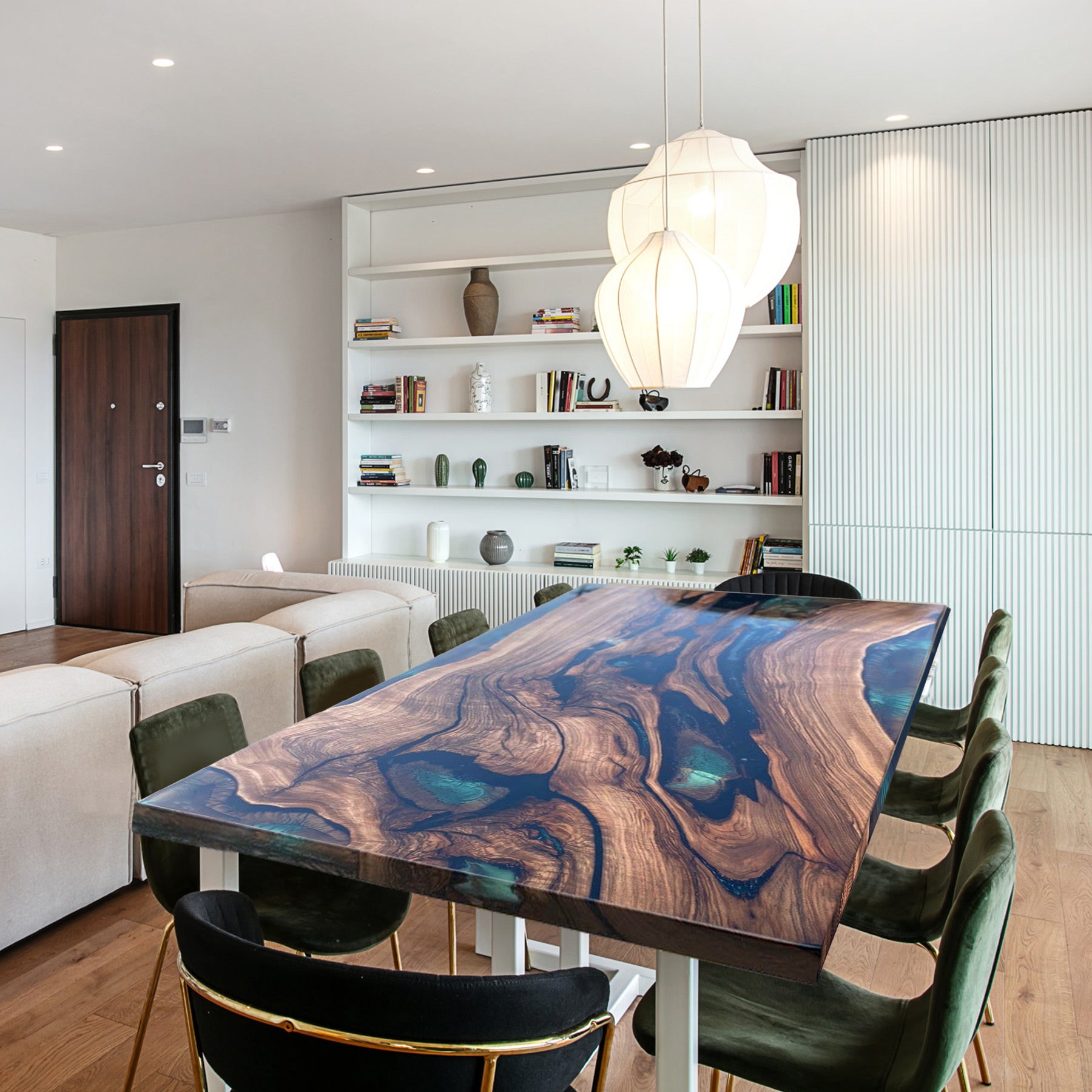 Custom Black Walnut Epoxy River Tables CRT-101 – SEAWAVETABLE