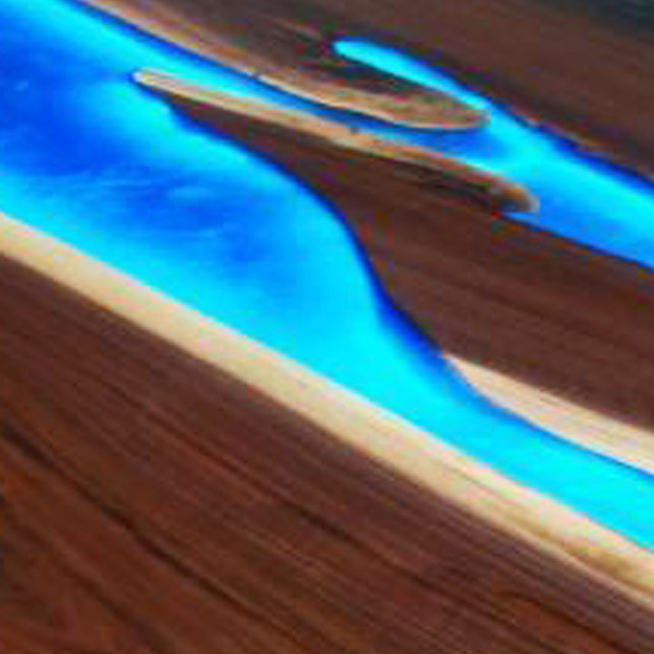 Custom Black Walnut Glow Epoxy Resin Dining Table with LED Lights  CRT-143