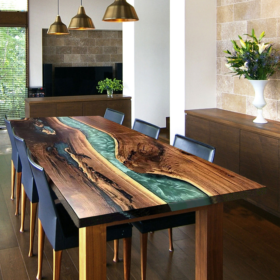 Black walnut table,epoxy table,dining table,resin table,River table,kitchen table,epoxy table top,epoxy counter top,green epoxy table