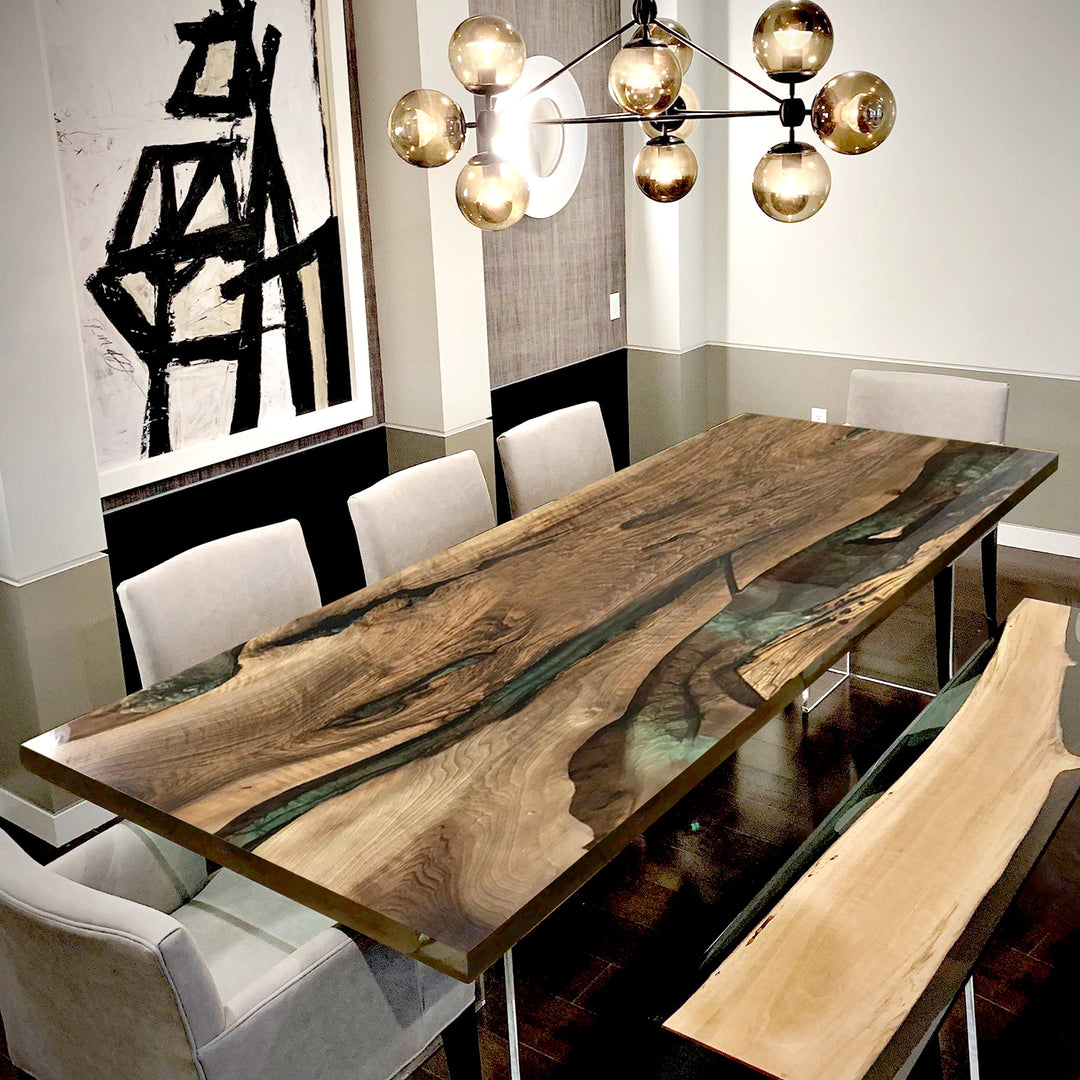 Black walnut table,epoxy table,dining table,resin table,River table,kitchen table,epoxy table top,epoxy counter top,Blue epoxy table