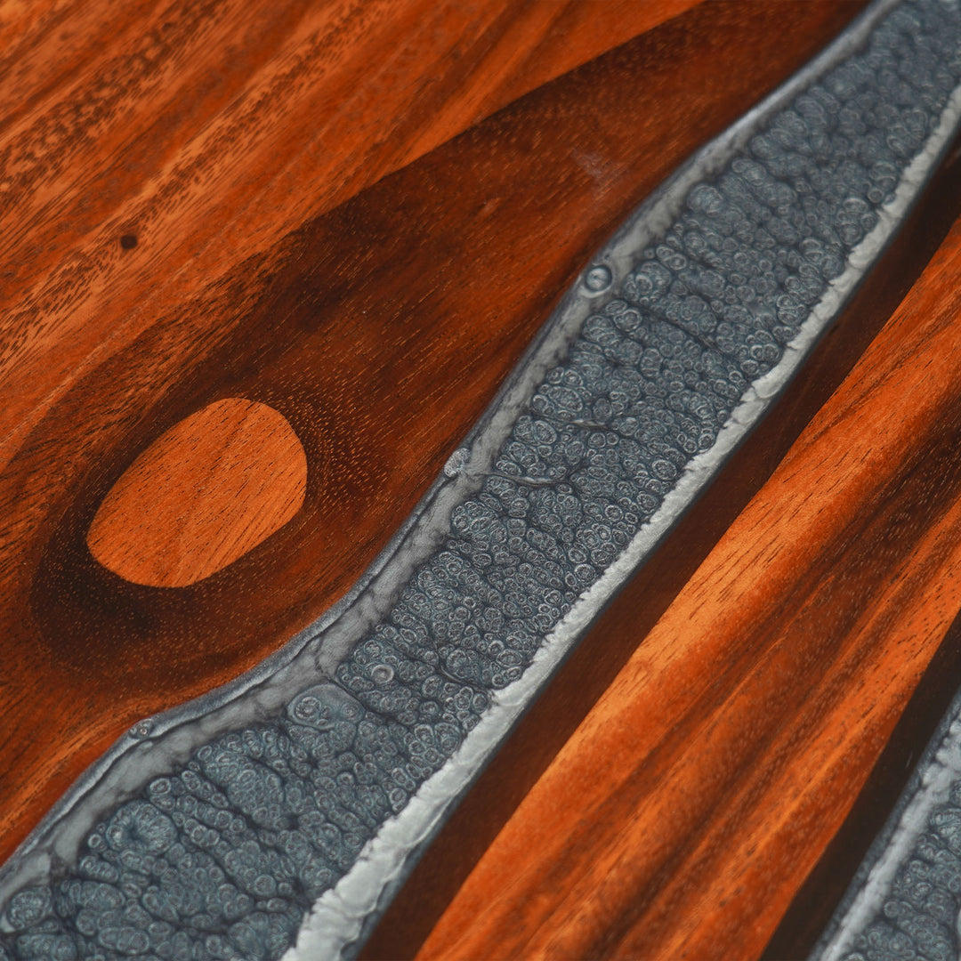 Custom Epoxy Resin River Countertop showcase highlighting the combination of solid wood, epoxy artistry, and contemporary kitchen/bar counter style with resin table design - SeaWaveTable