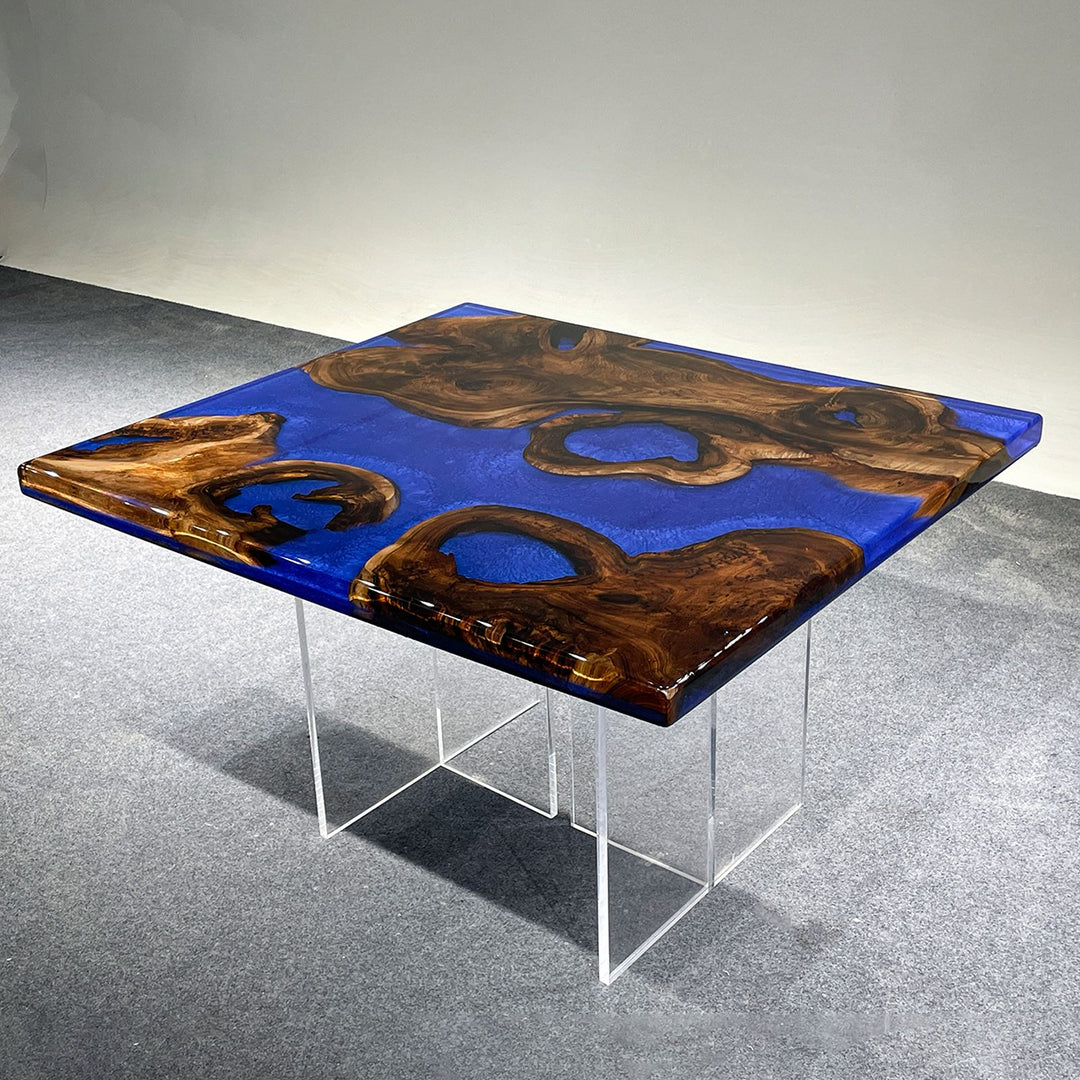 Handcrafted Wood and Resin End Table – Unique Frozen Tides Design – SeawaveTable