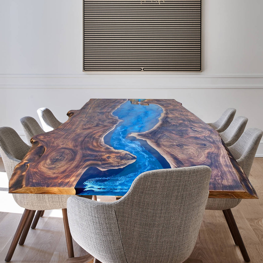 Black walnut table,epoxy table,dining table,resin table,River table,kitchen table,epoxy table top,epoxy counter top,Blue epoxy table