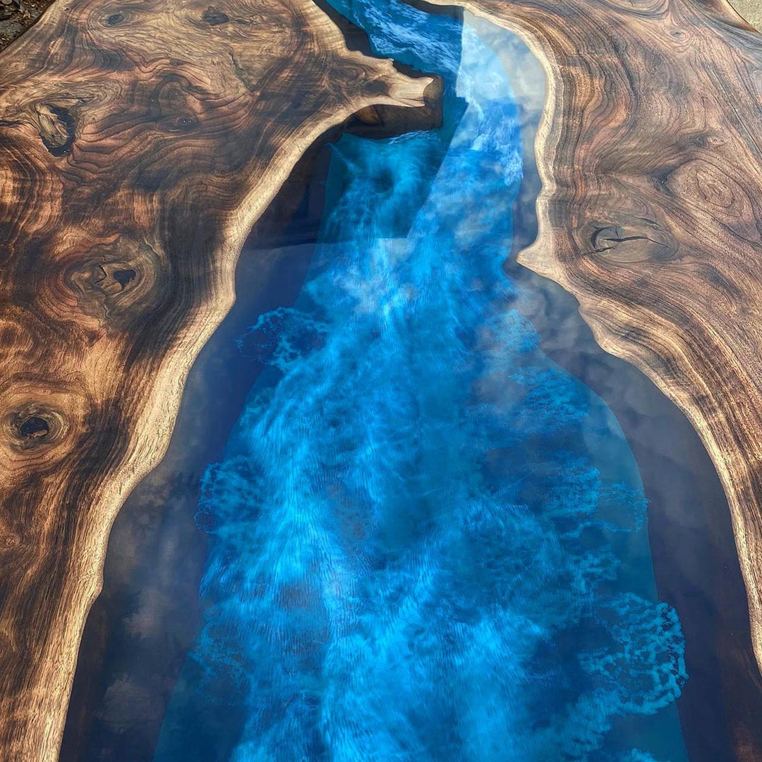 Black walnut table,epoxy table,dining table,resin table,River table,kitchen table,epoxy table top,epoxy counter top,Blue epoxy table