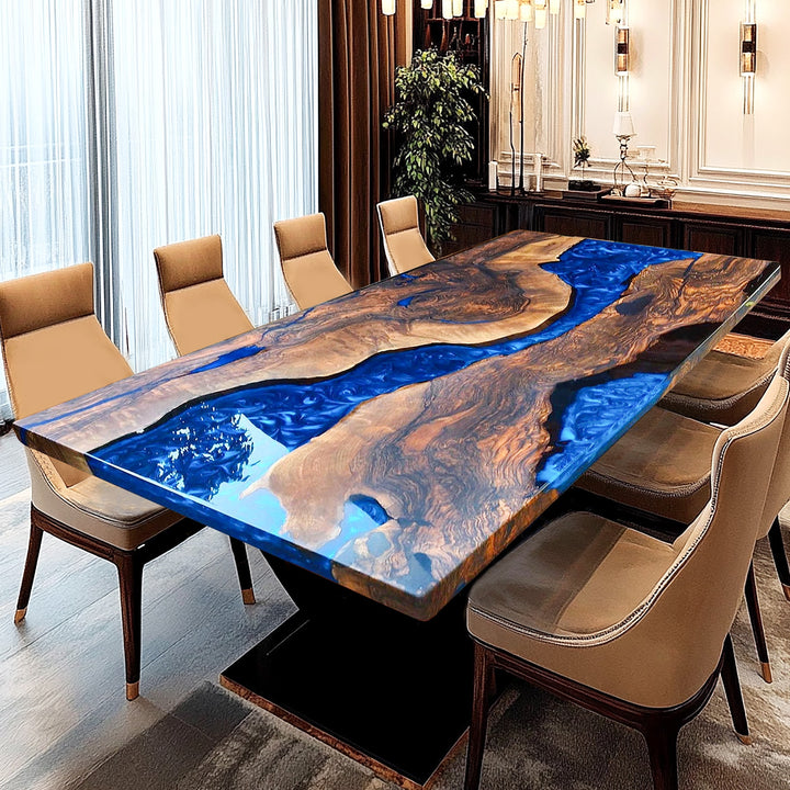 Black walnut table,epoxy table,dining table,resin table,River table,kitchen table,epoxy table top,epoxy counter top,black epoxy table,custom epoxy resin table，blue epoxy table,custom epoxy table,epoxy resin table