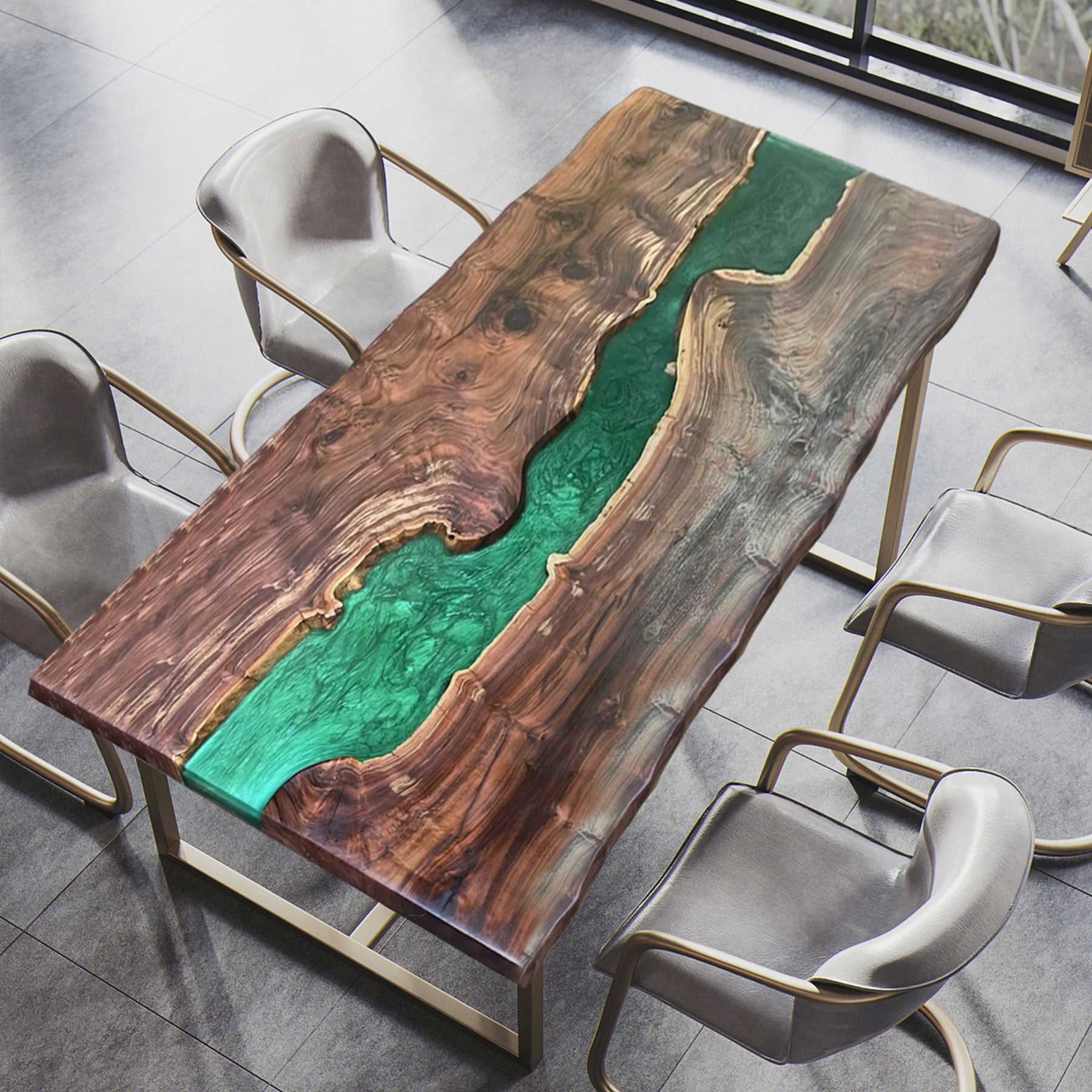 Handcrafted top epoxy table top