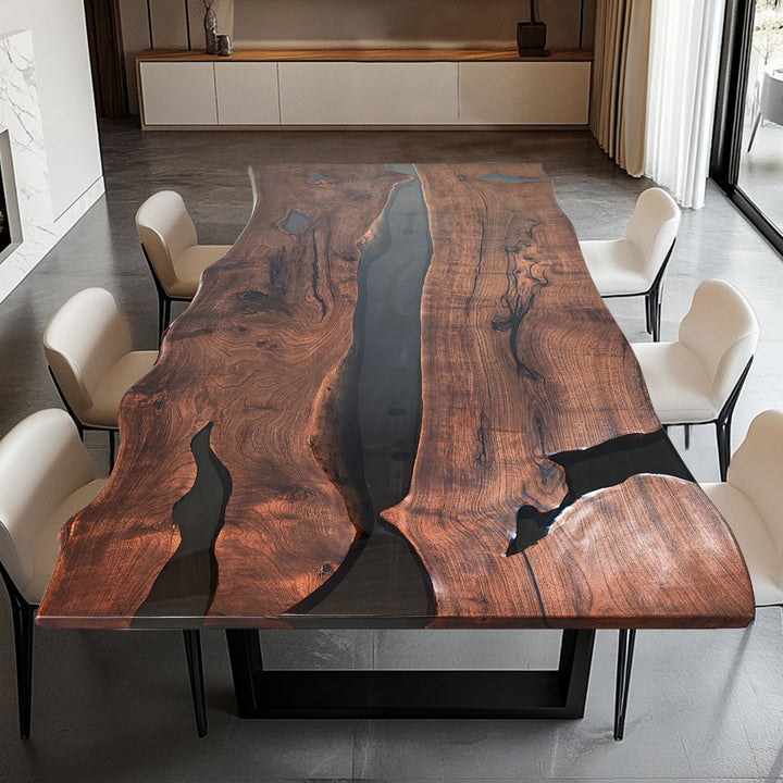 black walnut slab epoxy table,epoxy conference table