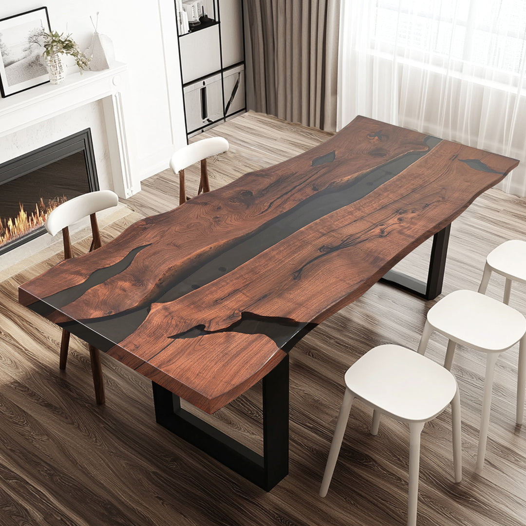 black walnut slab epoxy table,epoxy conference table