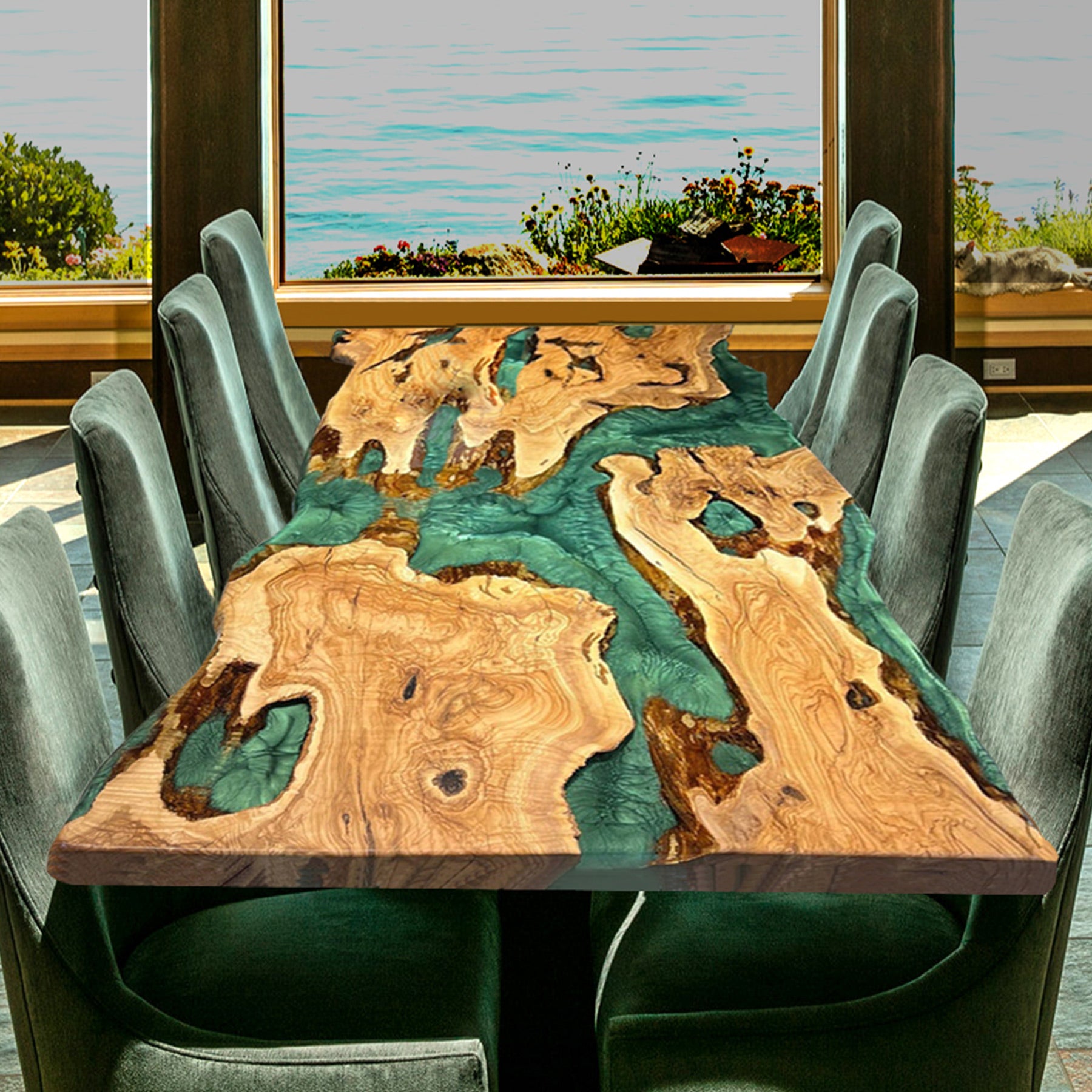 Epoxy And Wood Dining Table