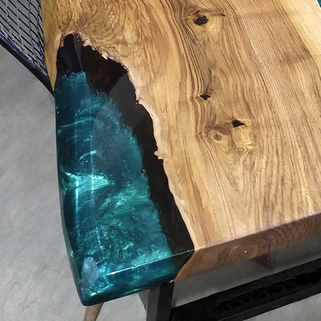 walnut epoxy river table,live edge dining table