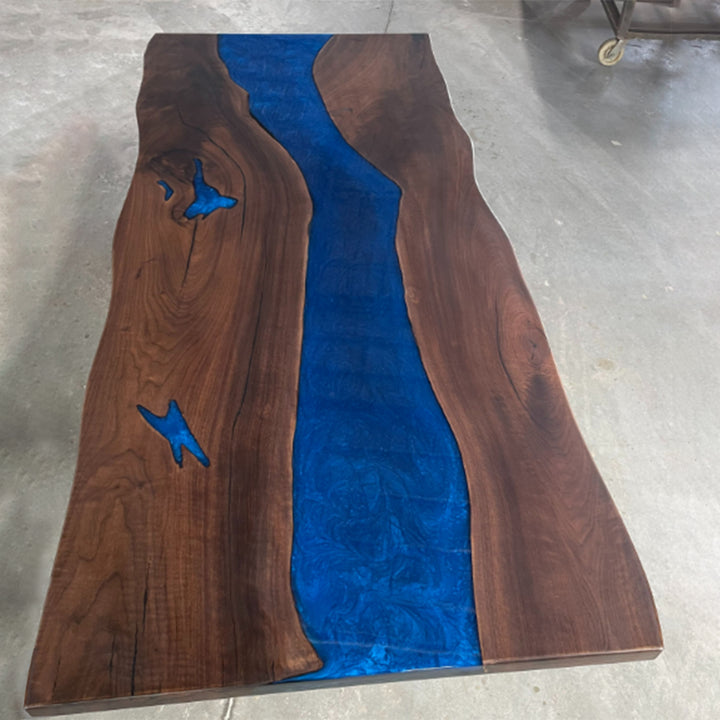 Custom Live Edge Wood Epoxy River Dining Table Top CRT-173