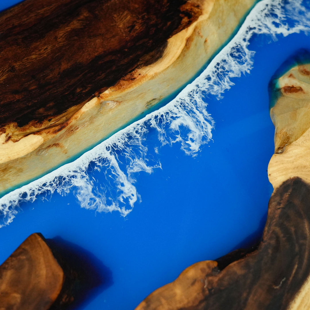 High-end resin and wood dining table for modern interiors