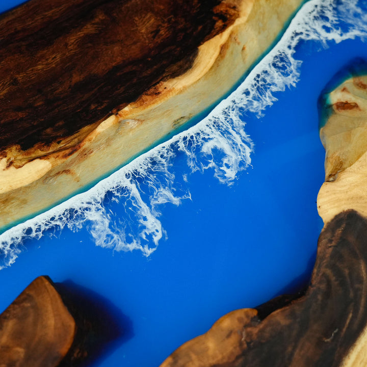 High-end resin and wood dining table for modern interiors