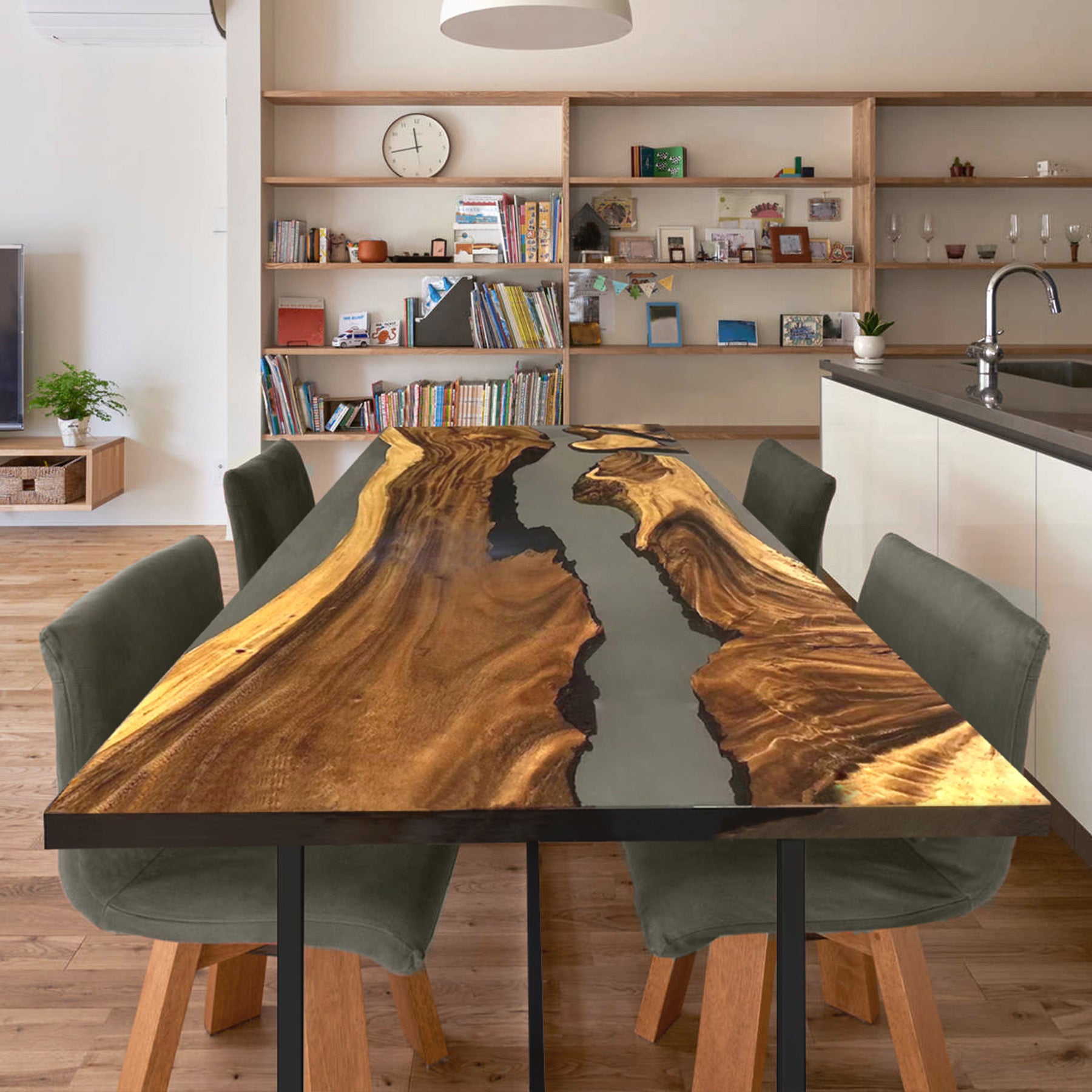 Grey epoxy river table hotsell