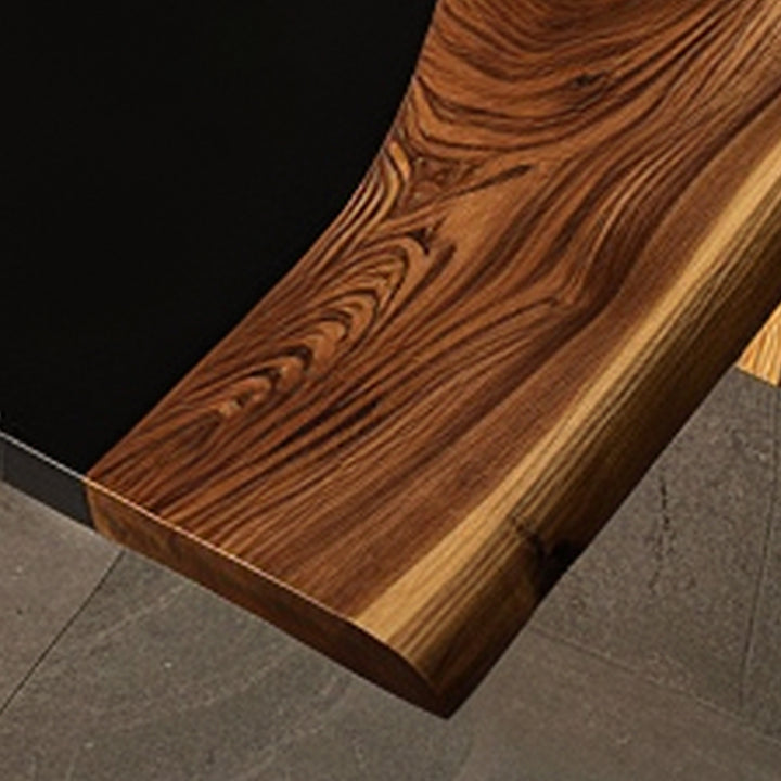 Custom Natural Edge Black Walnut Black Resin Conference Table Dining Table CRT-186