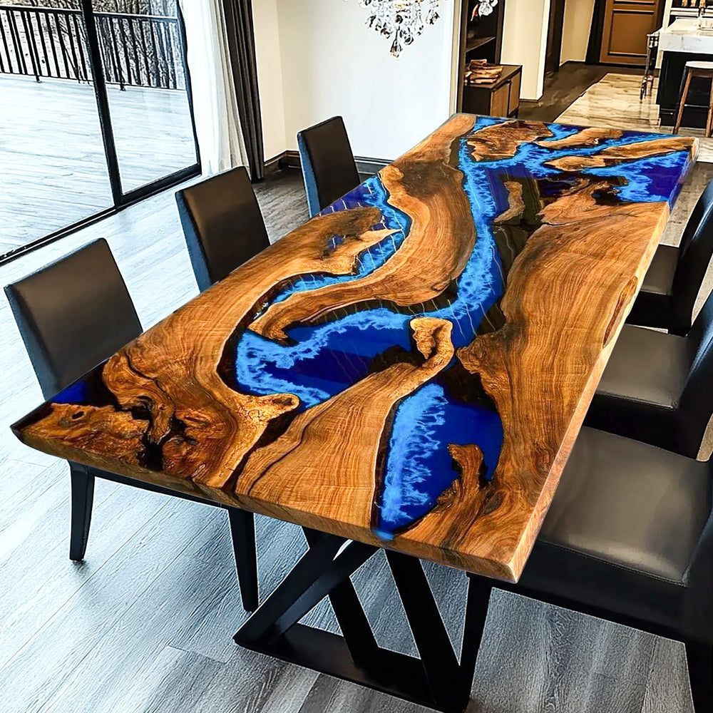 Black walnut table,epoxy table,dining table,resin table,River table,kitchen table,epoxy table top,epoxy counter top,black epoxy table,custom epoxy resin table，blue epoxy table,custom epoxy table,epoxy resin table