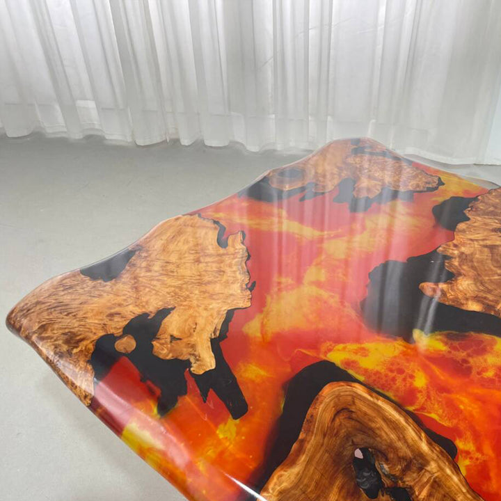 Custom Olive Epoxy Fire Lava Table Flame Table CRT-140