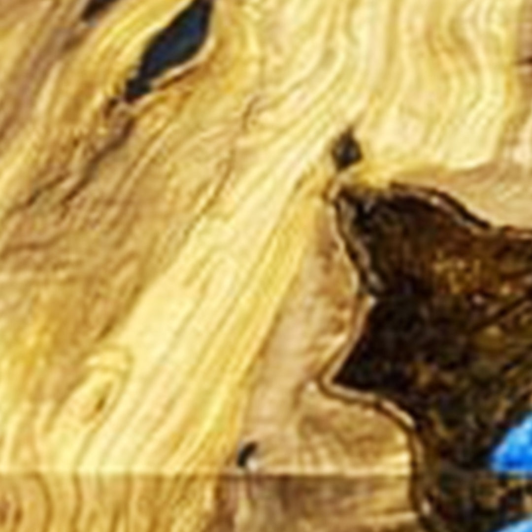 Custom Olive Wood Blue Epoxy River Table Top CRT-139