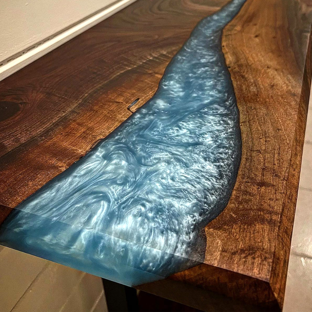 Custom Seawave Epoxy Resin Console Table CRT-024