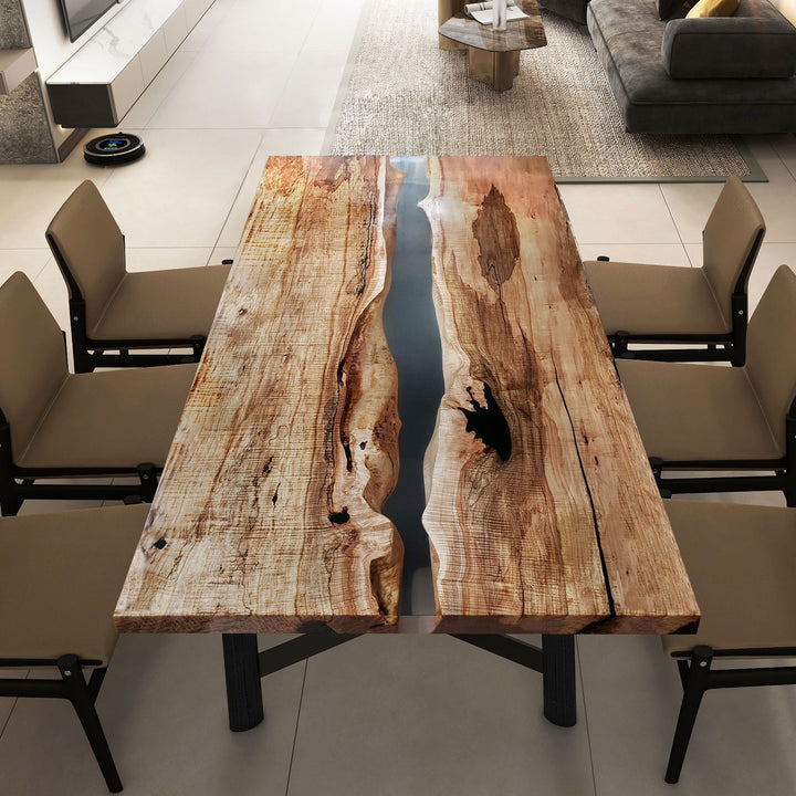 Custom Seawave Epoxy Resin Dining Table CRT-009