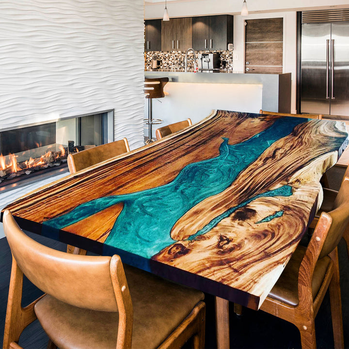 Custom Walnut Epoxy Kitchen Table Top CRT-110