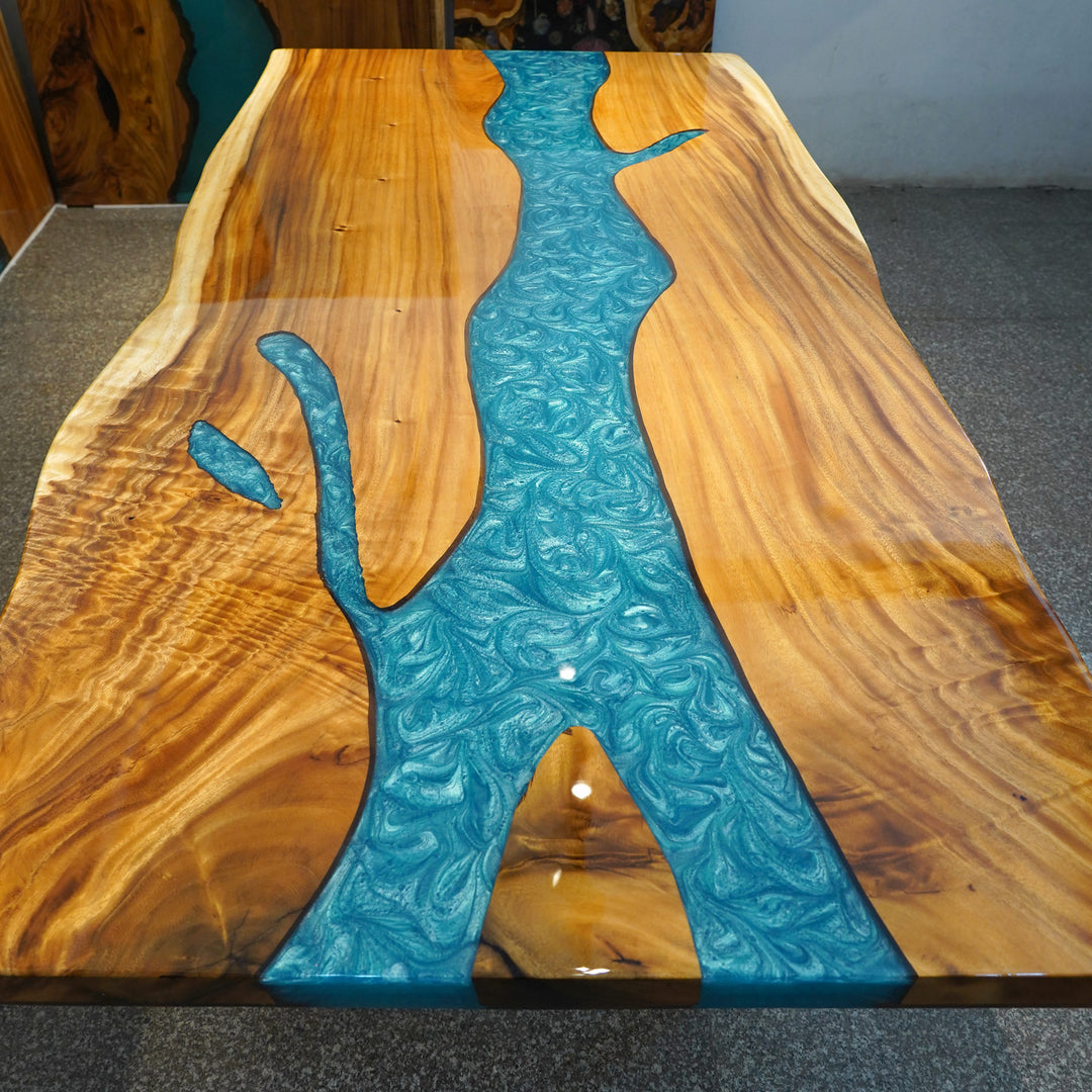 Custom Walnut Epoxy Kitchen Table Top CRT-110