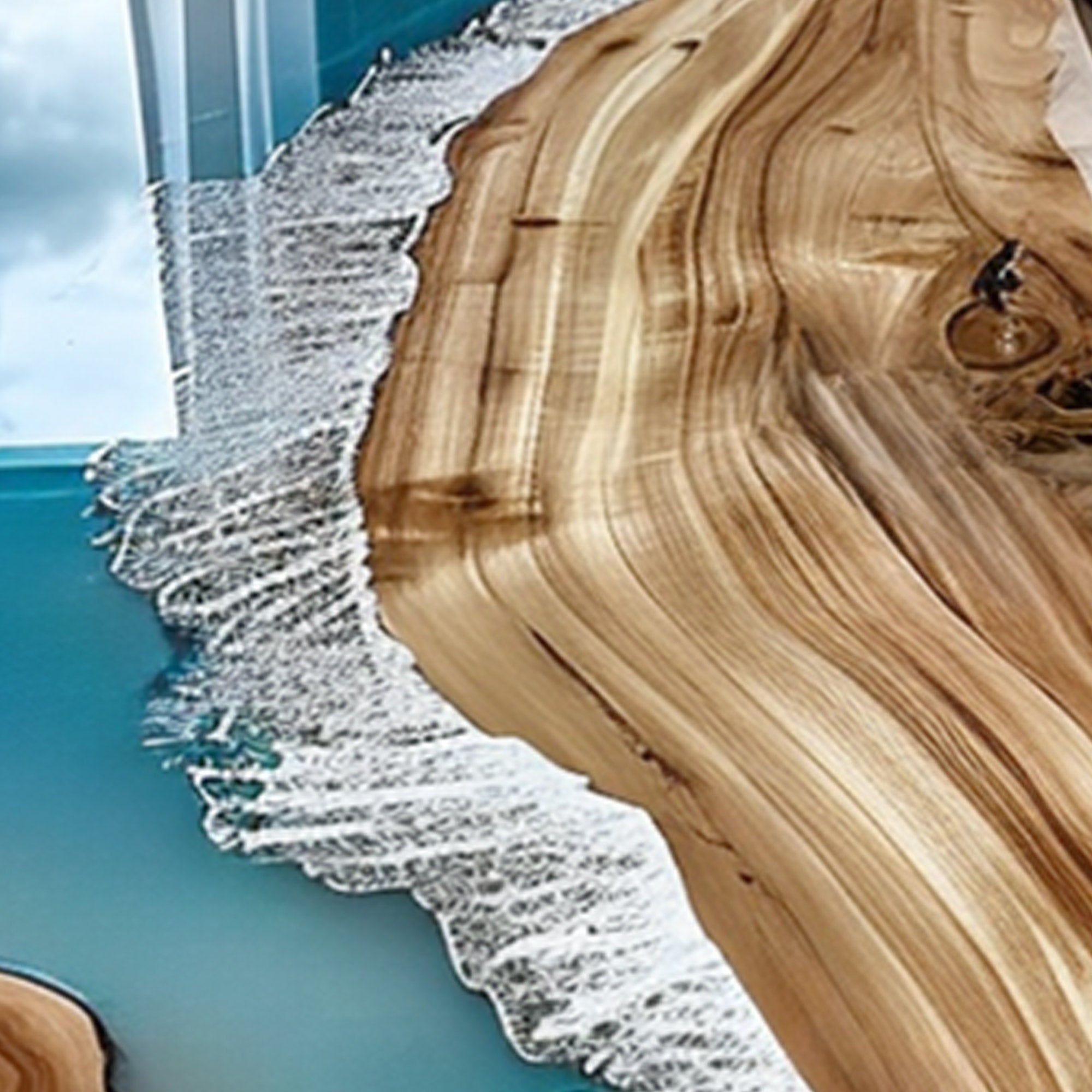 Custom Golden Camphor Kitchen Epoxy Resin River Table CRT-082