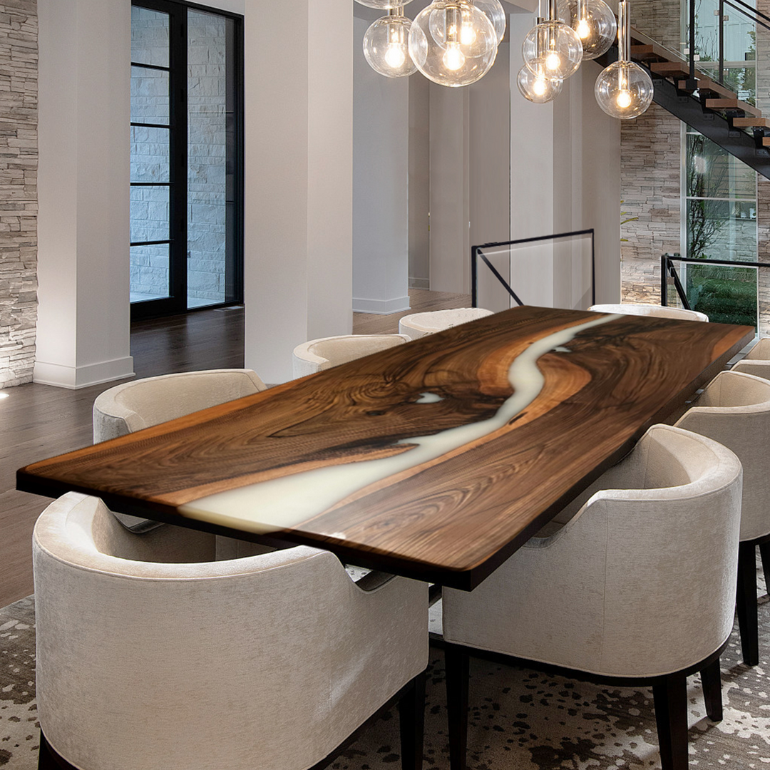 Black walnut table,epoxy table,dining table,resin table,River table,kitchen table,epoxy table top,epoxy counter top,White epoxy table