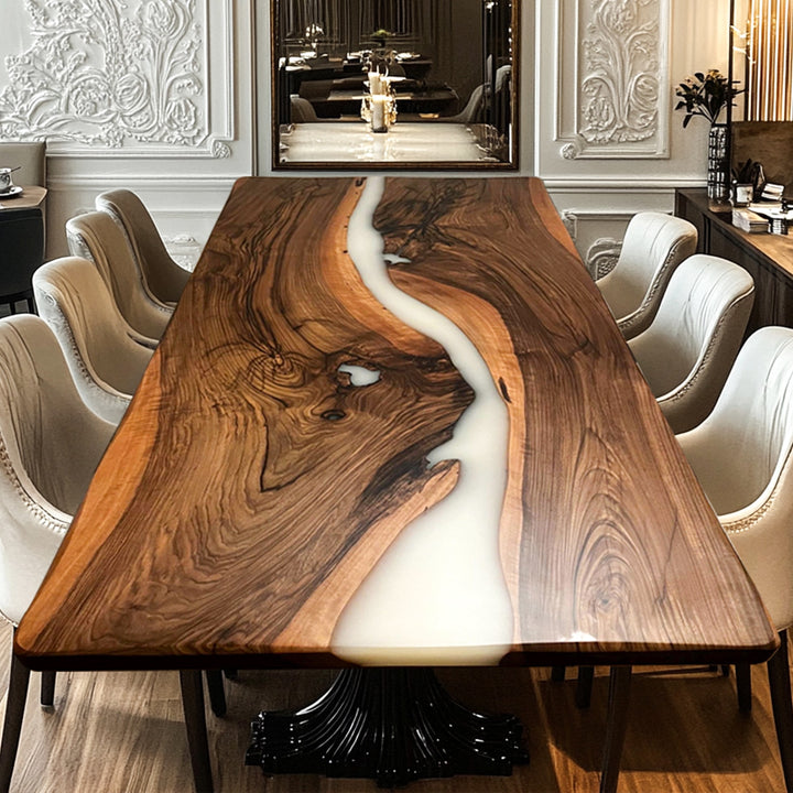 Black walnut table,epoxy table,dining table,resin table,River table,kitchen table,epoxy table top,epoxy counter top,White epoxy table