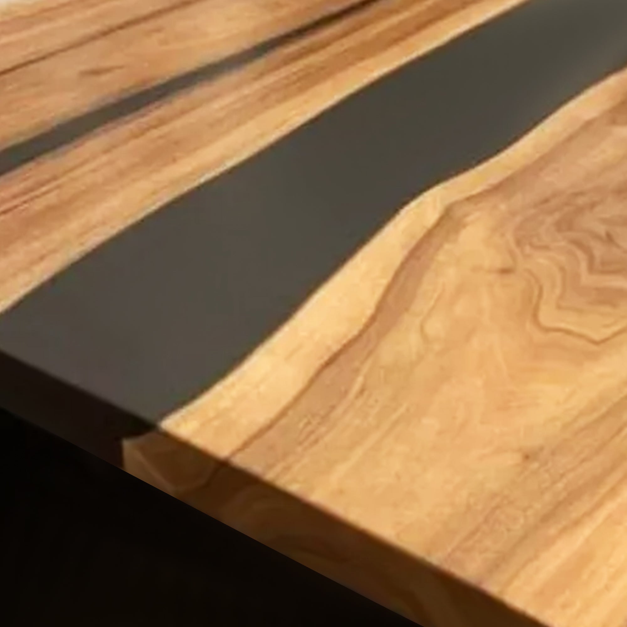 Custom Black Walnut Wood Black Epoxy Dining Table CRT-111