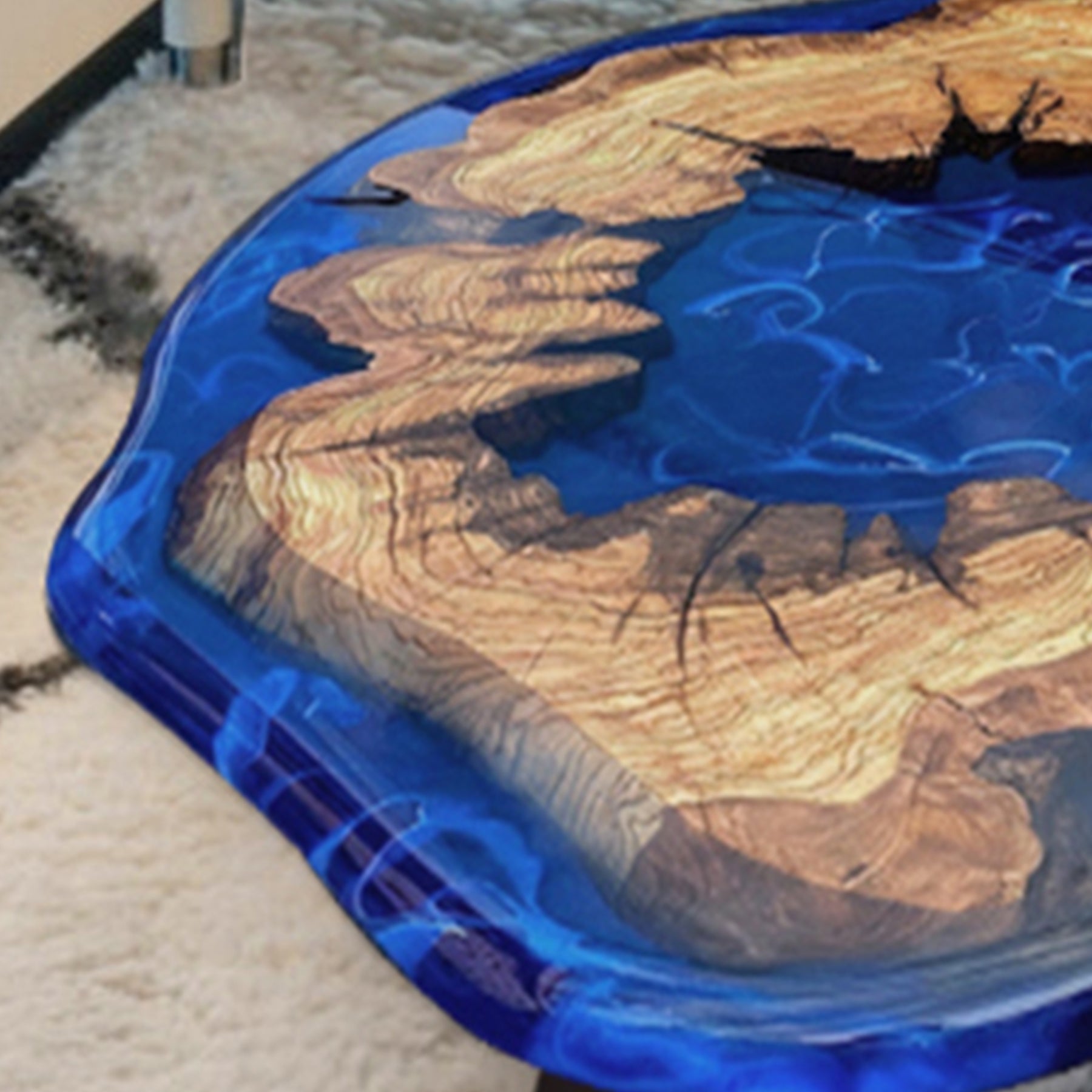 Custom Blue Ocean Epoxy Round Coffee Table CRT-118 – SEAWAVETABLE