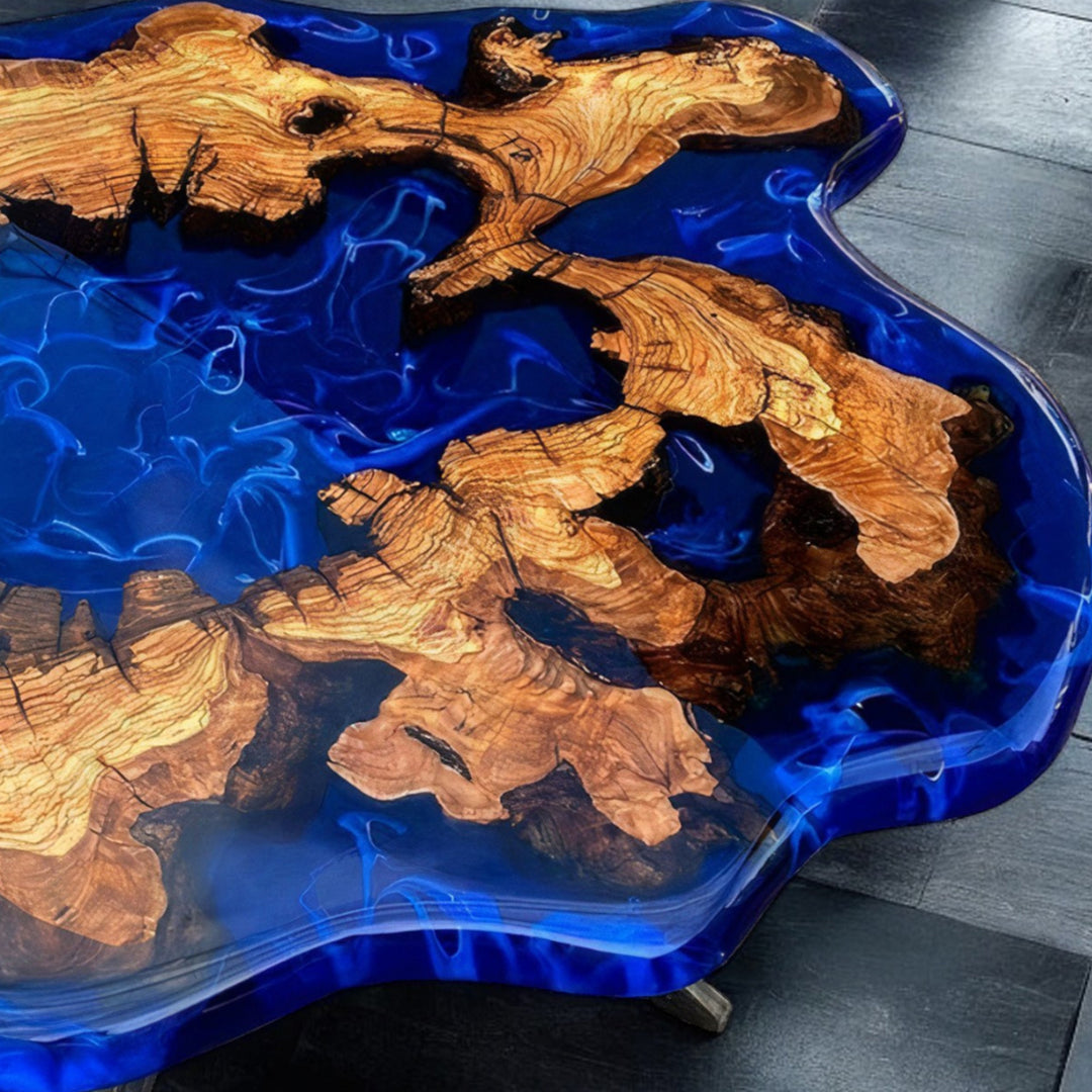 Custom Blue Ocean Epoxy Round Coffee Table CRT-118